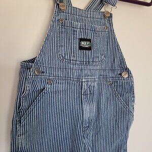 Key Boys Overalls 3 3T Railroad Farmer Pinstripe Blue White Stripe Conductor